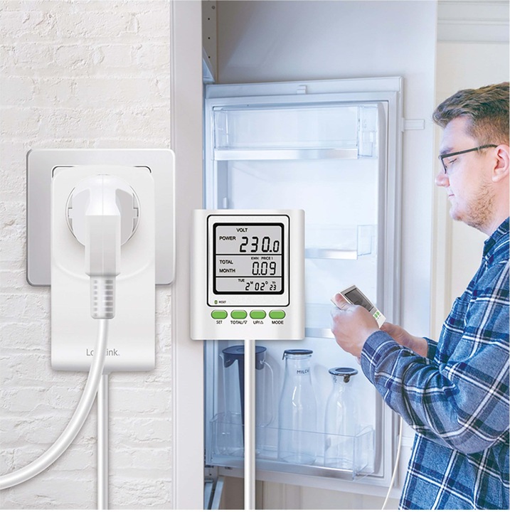 Immagine prodotto LogiLink Misuratore di costi energetici con calcolo delle emissioni di CO2 e cavo di prolungamento
