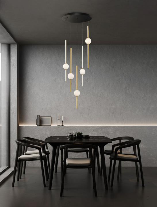 Produktbild Nova Luce ACROBAT LED Pendelleuchte Schwarz 60W Warmweiss 50x52cm dimmbar 9695258