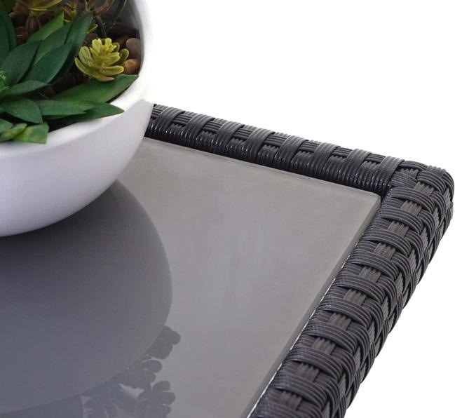 Produktbild Swisshandel24 Poly-Rattan-Garnitur, Gartengarnitur Sitzgruppe Lounge-Esstisch-Set, schwarz - Kissen dunkelgrau