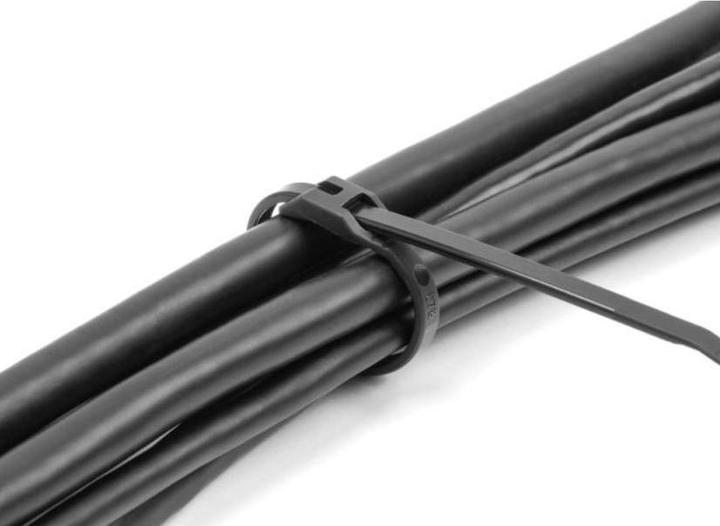 Actual product image Delock Cable ties with flat head L 150 x W 3.6 mm 100 pieces black (Plastic cable ties, 150 mm, 100 pcs.)
