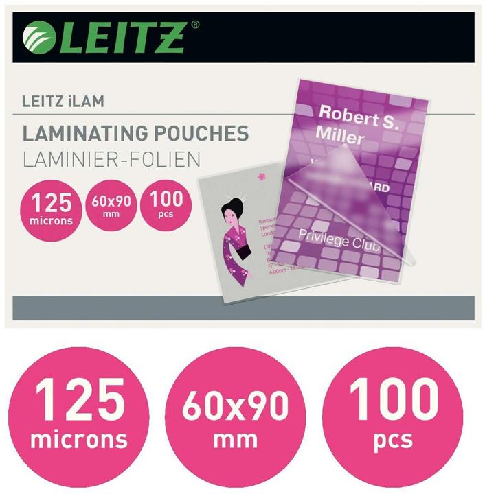 Produktbild Leitz Laminier-Folientasche 60x90mm (60 x 90 mm, 100 Stk., 125 µm)