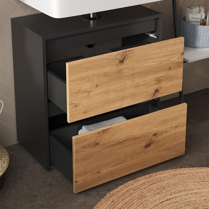 Immagine prodotto Vicco Waschbeckenunterschrank Majest, Anthrazit/Artisan, 60.1 x 62 cm mit 2 Schubladen (60.10 x 30.10 x 62 cm)