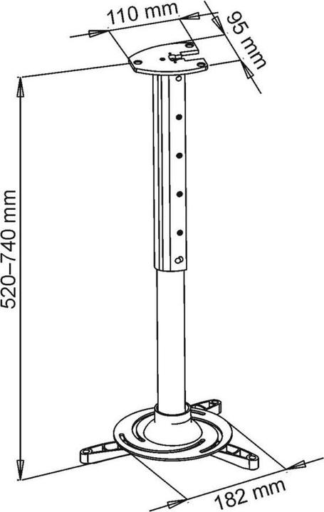 Actual product image Art RAMP P-102S Holder P-102 40-62cm to projector silver 15KG silver (Ceiling)