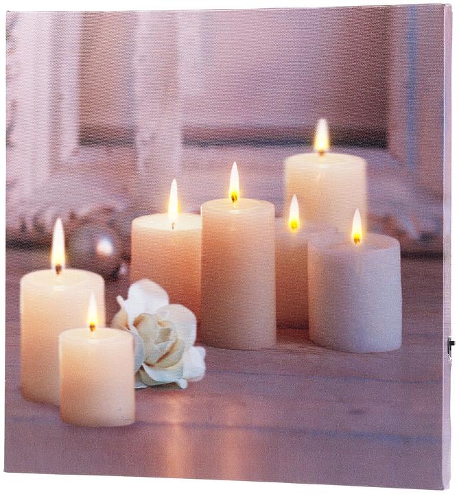 Produktbild Infactory Wandbild "Kerzen mit Rose" mit flackernder LED-Beleuchtung