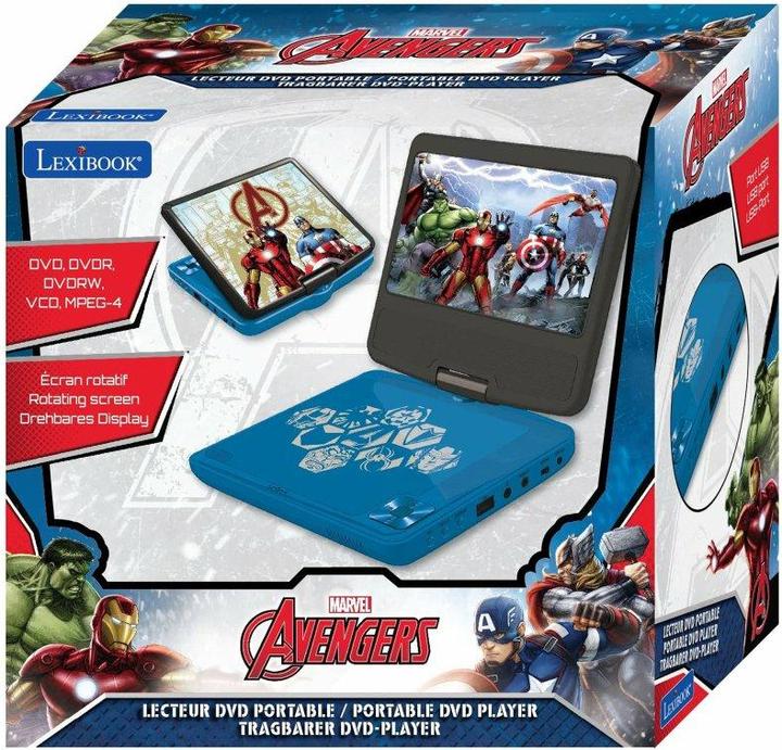 Actual product image Lexibook Portable DVD player in Avenger design, with 7-inch display, USB port and headphones (Portable DVD player)