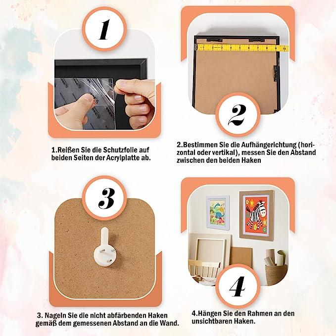 Actual product image Esmée Befüllbarer Holz Bilderrahmen Klappbarer Fotorahmen mit Frontöffnung (A4)