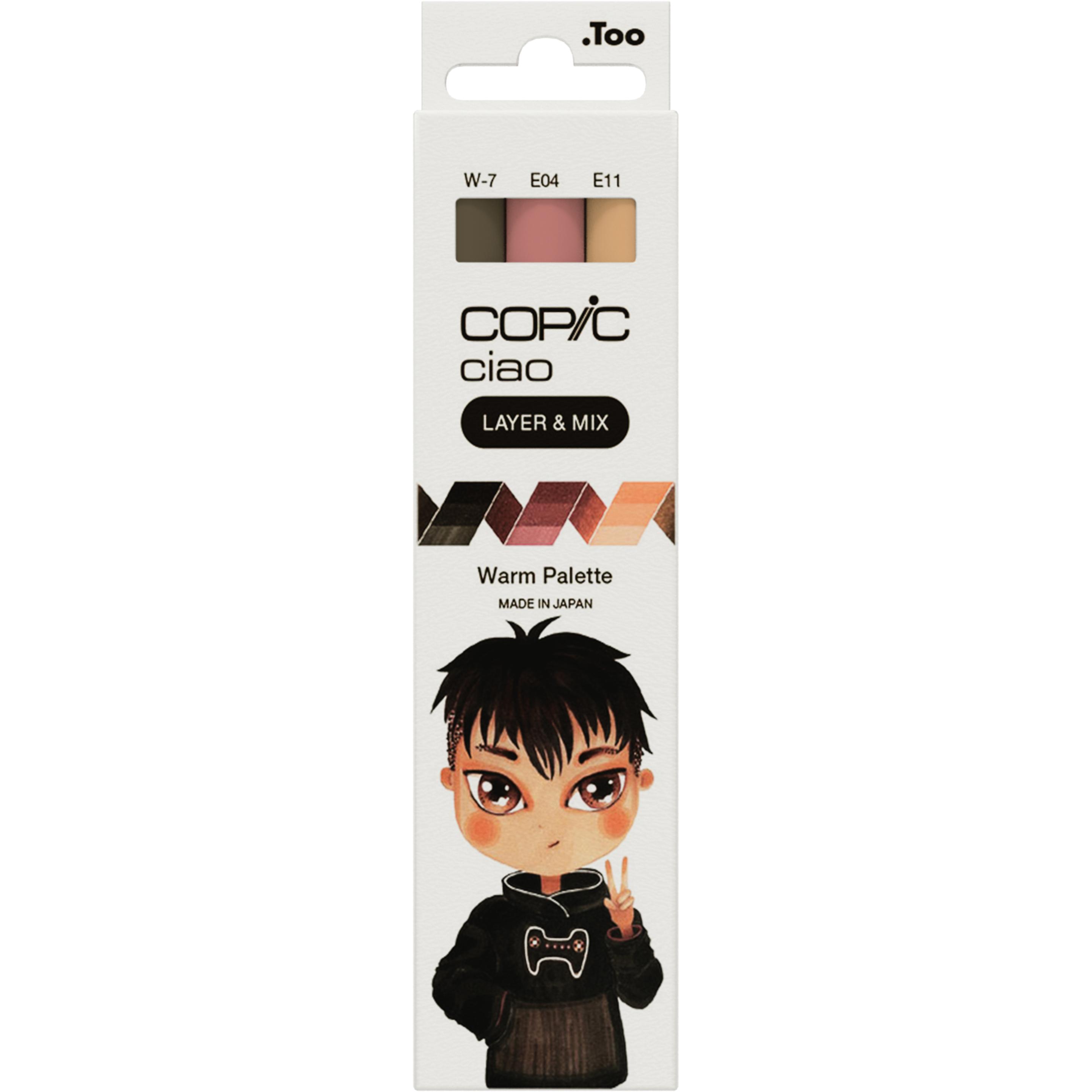 Copic, Marker, CIAO - Marker (E-11 Bareley Beige, W-7 Warm Gray No. 7, E-04 Lipstick Rose, 6 mm, 3 x)