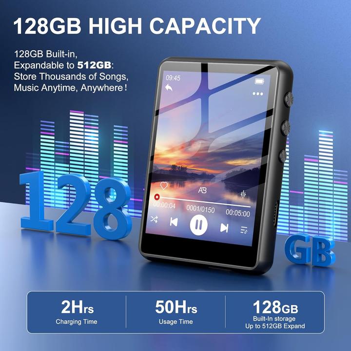 Image du produit Swofy MP3-Player mit Bluetooth 5.3 und Touchscreen (128 Go)