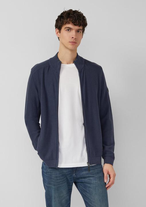 Produktbild s.Oliver Strickjacke Strukturmix-Strickjacke aus Baumwolle mit Stehkragen (M)
