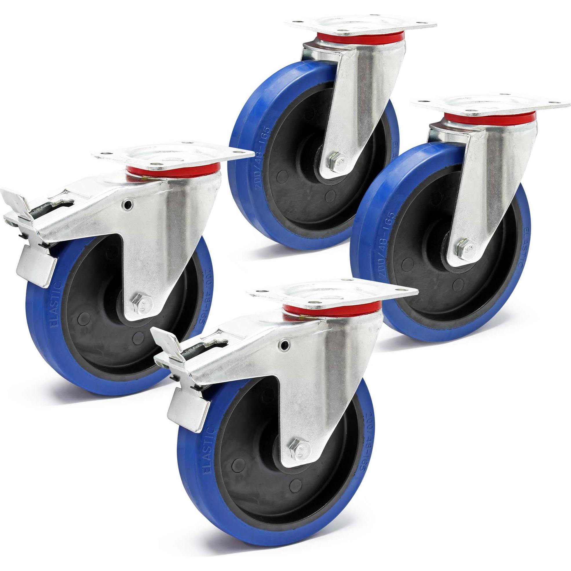 Thumbnail - Wiltec, Möbelrollen, Transportrolle Set 2x Lenkrolle totalfeststellbar und 2x ungebremst 200mm 350kg