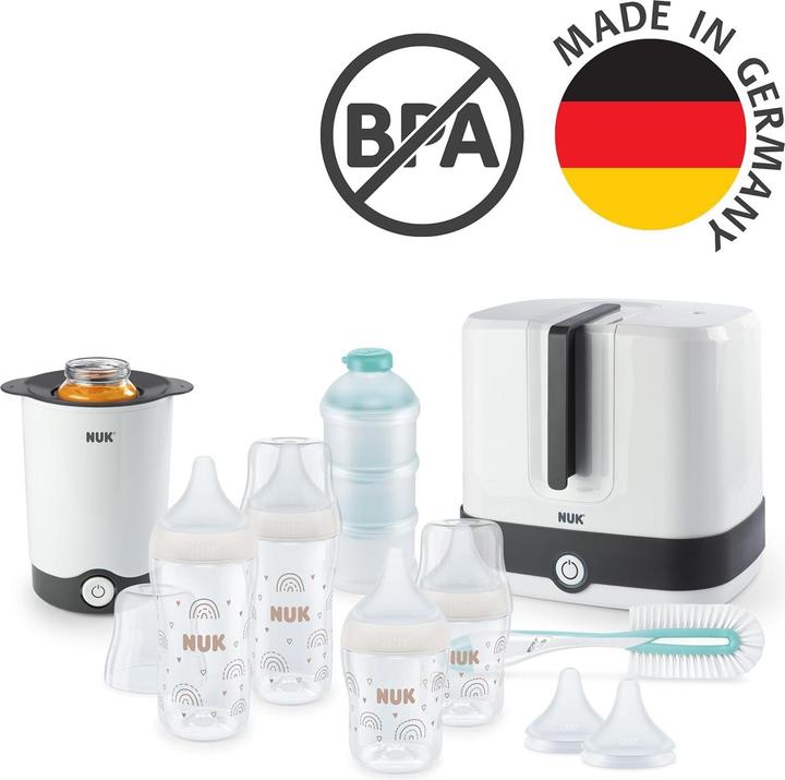 Produktbild NUK Komplettes Fütterungsset mit Sterilisator, Flaschenwärmer, Bürste und Milchpulverdose
