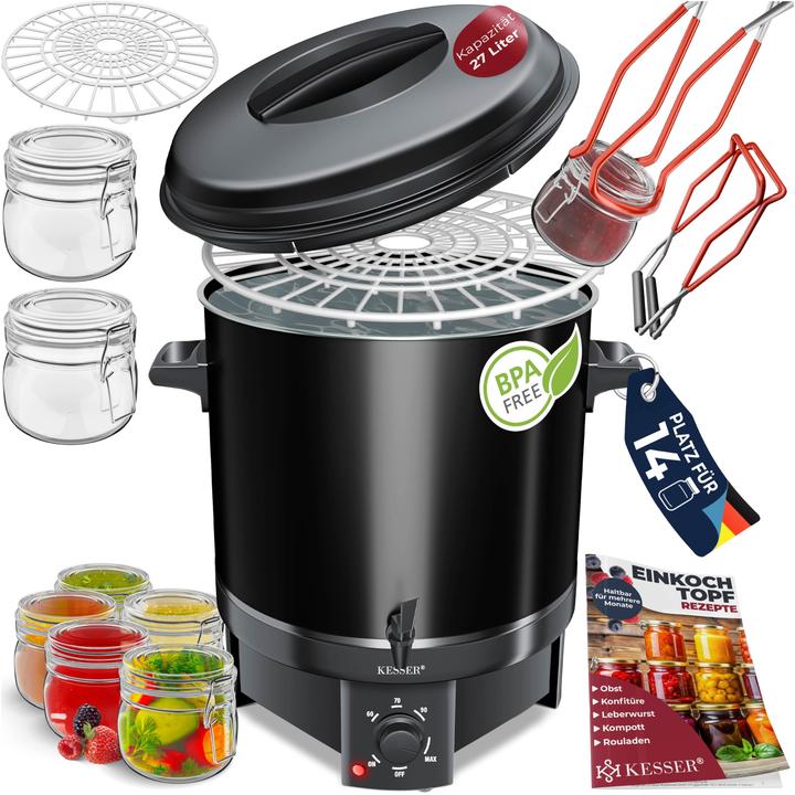 Kesser Einkochautomat mit Temperaturregelung und Zubehörset (27 l)