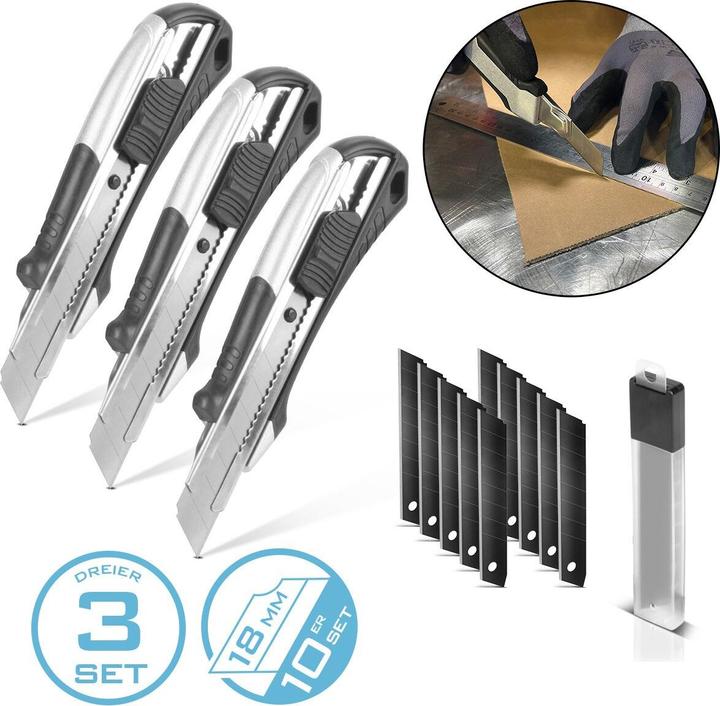 Actual product image Stahlwerk Premium cutter knife PCM-182 ST set of 3 with 18 mm snap-off blades (Cutters)