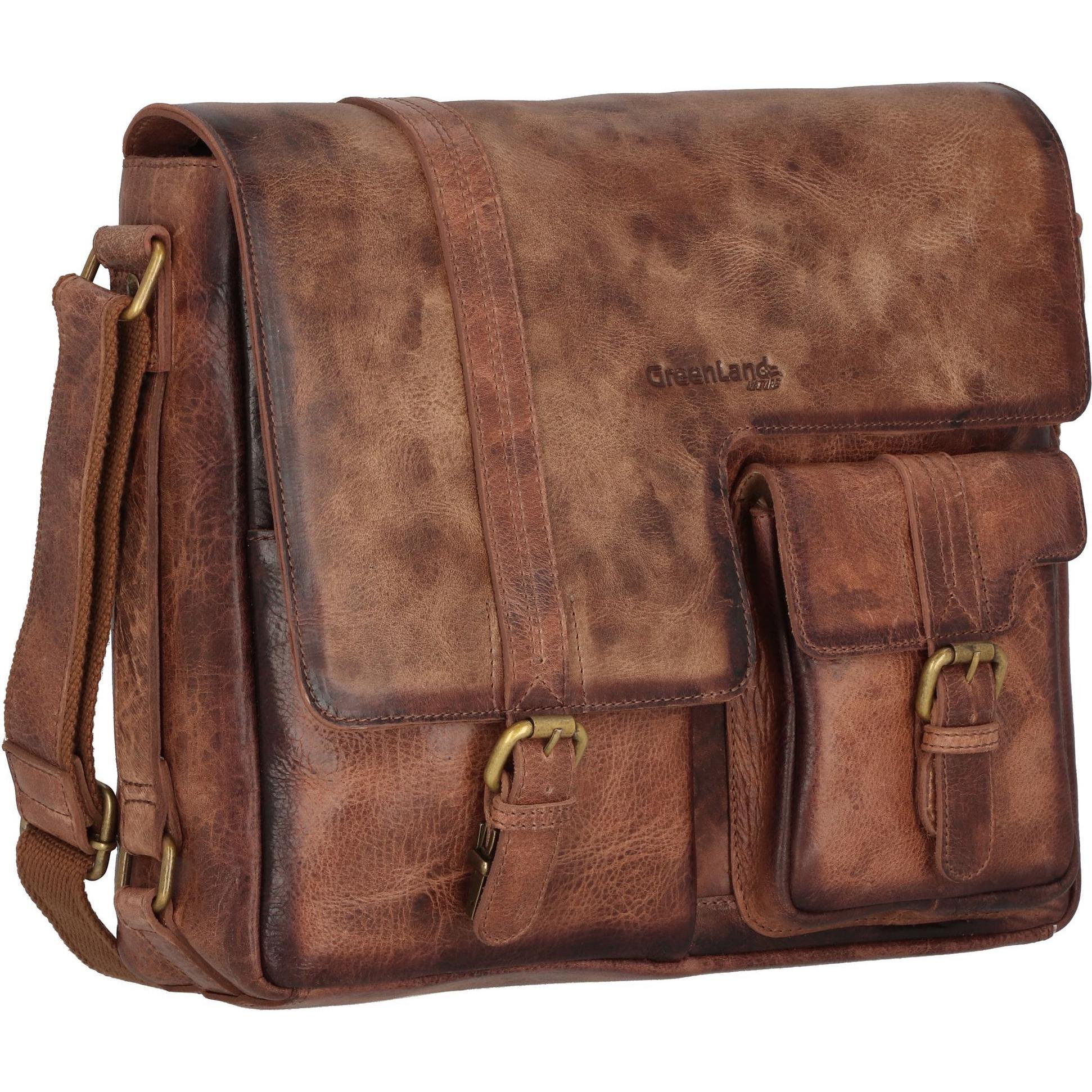 Thumbnail - Greenland Nature, Handtasche, Mascu & Line Umhängetasche Leder 30 cm, Braun