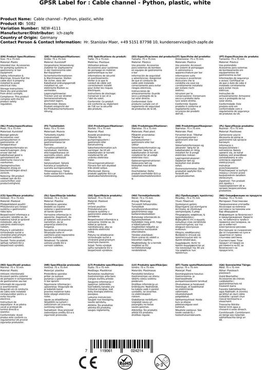 Actual product image Ich-zapfe Kabelkanal - Python, Kunststoff, weiss