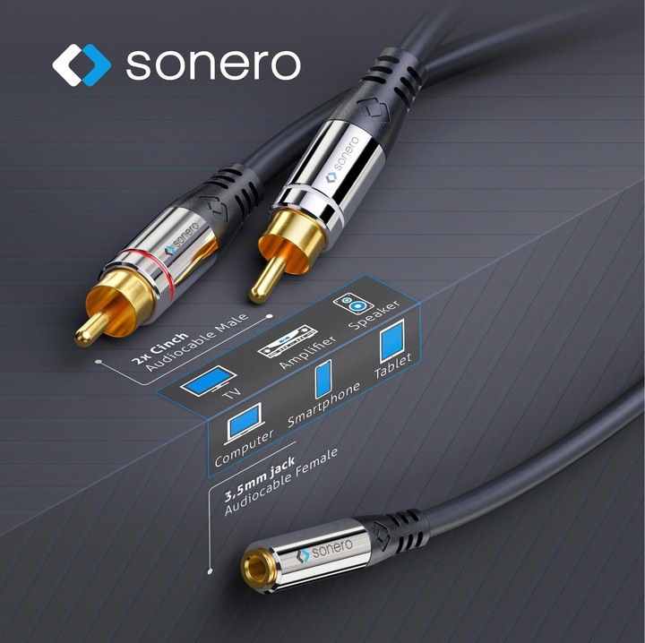 Actual product image Sonero 2 x cinch - 3.5 mm jack (0.25 m, Cinch, 3.5mm jack (AUX))