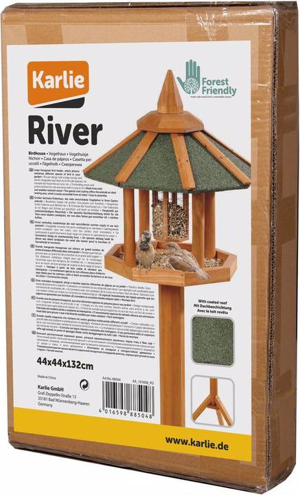 Karlie Bird's World 88504 River Wild Bird House Natural Wood 44 x 44 x