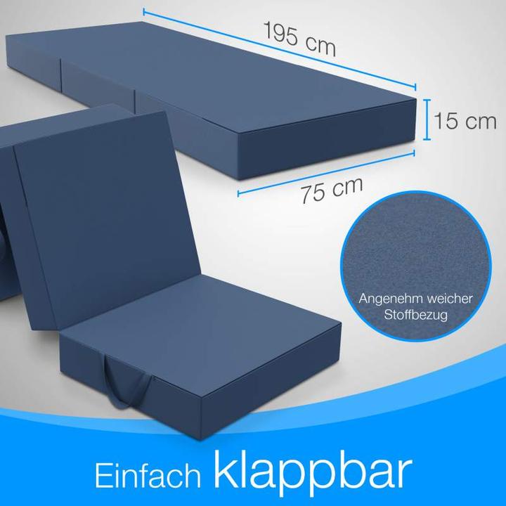 Actual product image Bestschlaf Klappmatratze, 3-teilige Faltmatratze, Reisebett, Gästematratze (Foam core, 75 x 195 cm)