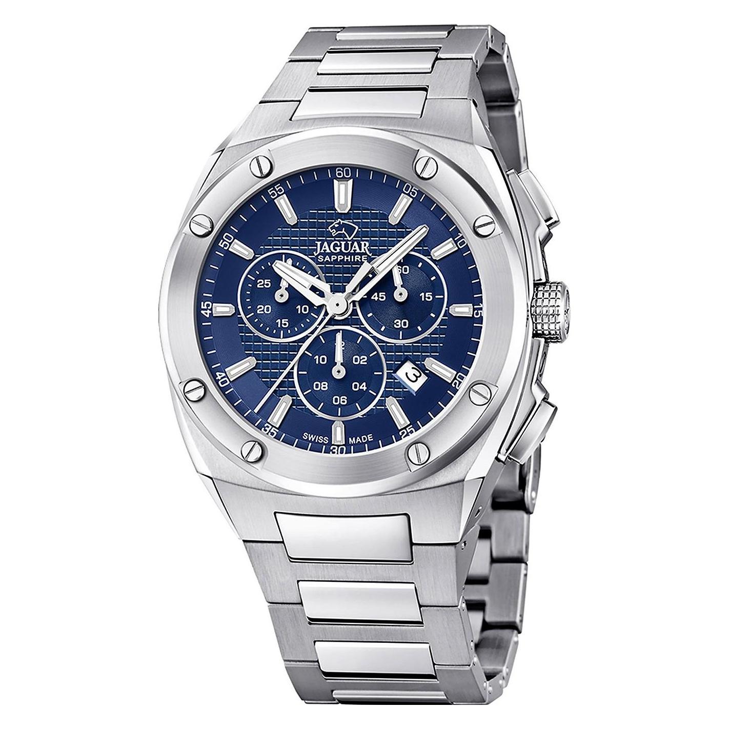 Jaguar Chronograph "Executive" Quarzuhr, Armbanduhr, Herrenuhr, Swiss Made, Edelstahlarmband, Analog