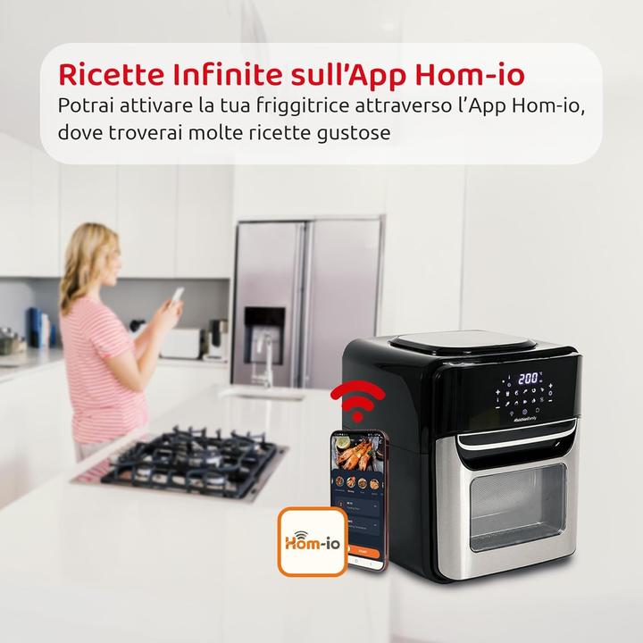 Produktbild Melchioni 118340034 fryer Single 12 L Independent 1700 W Heissluftfritteuse Schwarz, Sta