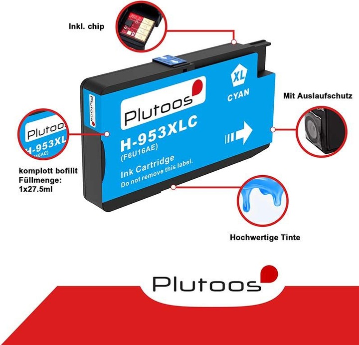 Immagine prodotto Plutoos Cartucce HP 953XL XXL compatibili, set di 4 colori (C, M, Y, BK)