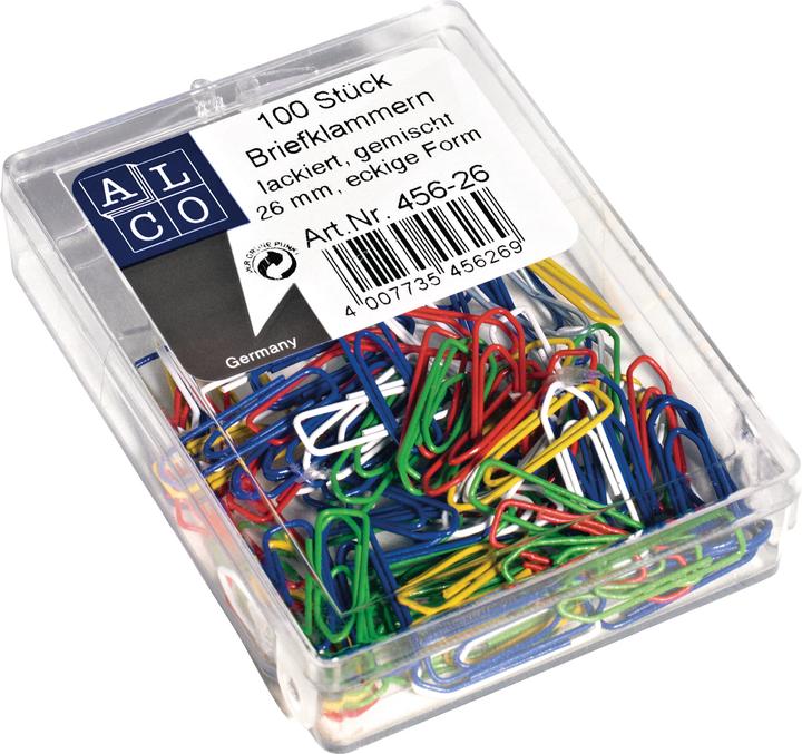 Actual product image Alco Paper clips square 26 mm, assorted colours (1 x)