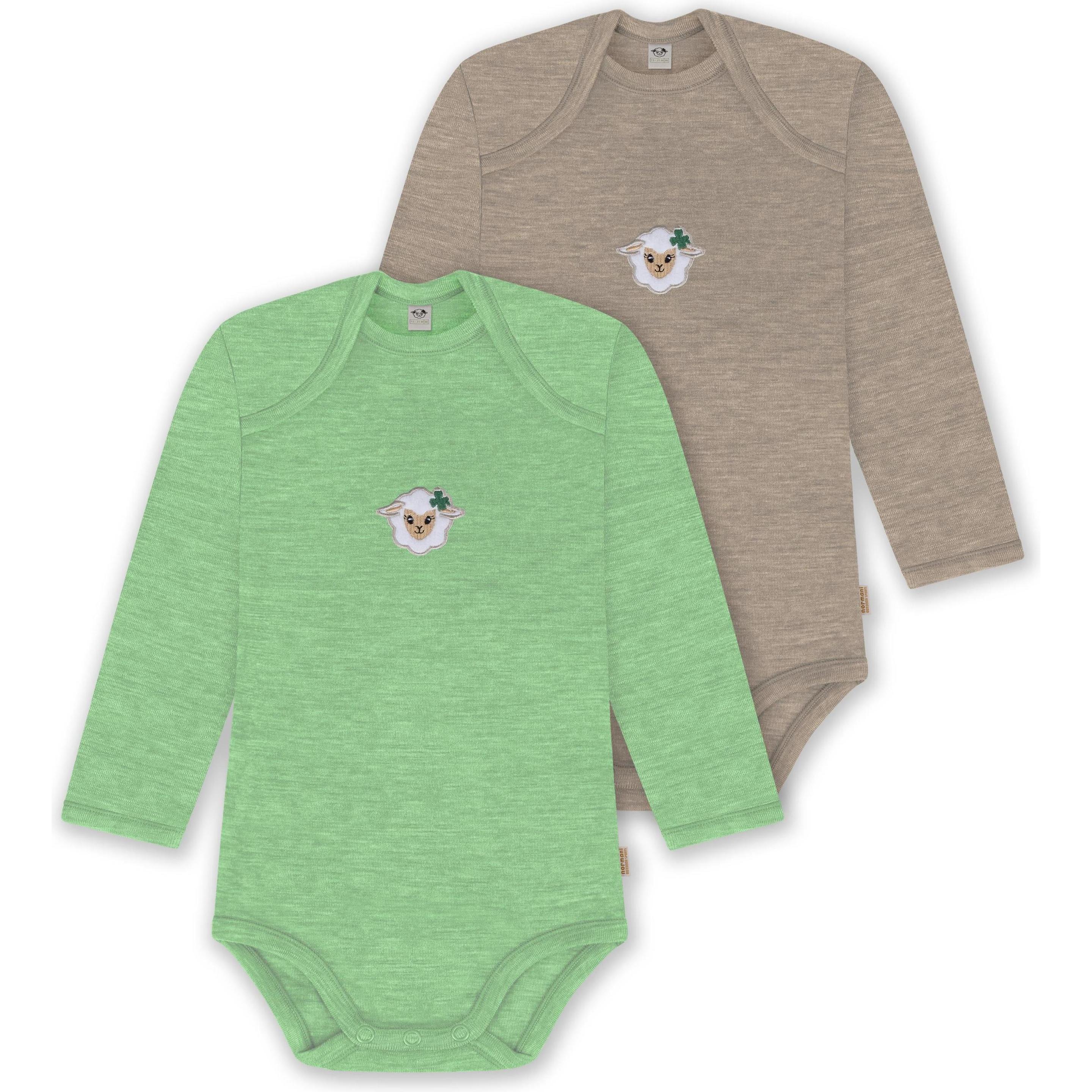 Thumbnail - Normani, Herren, Body, 2er Pack Baby Merino Body Langarm „Auckland" - 9381, Grün, (80)