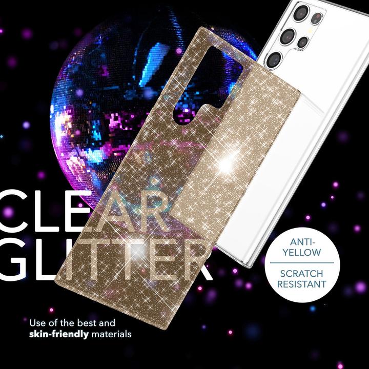 Actual product image Nalia Clear glitter silicone case with 2x screen protector (Samsung Galaxy S23 Ultra)