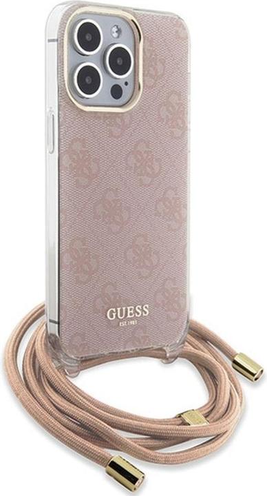 Image du produit Guess GUHCP15XHC4SEP iPhone 15 Pro Max 6.7" różowy/pink hardcase Crossbody Cord 4G Print (Apple iPhone 15 Pro Max)