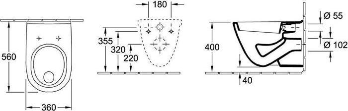 Produktbild Villeroy & Boch V&B Wand-WC O.NOVO flach, 360x560mm we C+
