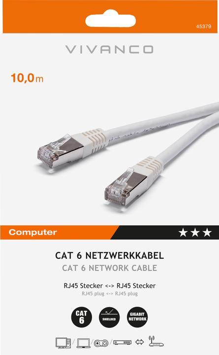 Produktbild Vivanco Netzwerkkabel (F/UTP, CAT6, 10 m)