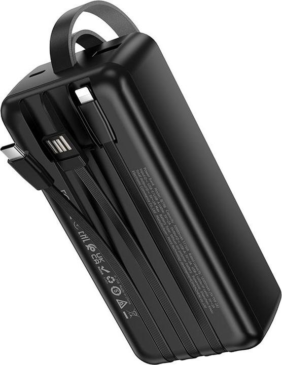 Immagine prodotto Borofone Powerbank 30000mAh BJ79B Clever - USB - mit Typ-C- und Lightning-Kabeln schwarz (30000 mAh, 111 Wh)