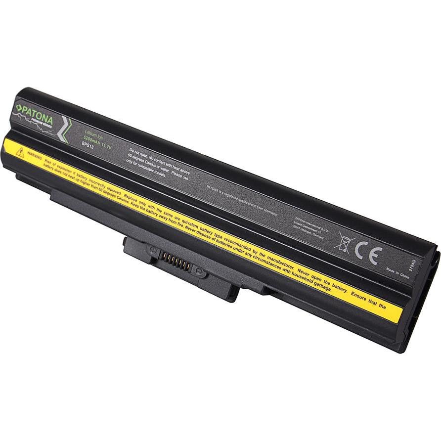 Patona Batteria Premium f. Sony BPS13 senza CD nero Vaio VGN-CS11S/P VGN-CS11S/Q VGP- (6 cubicoli, 5200 mAh), Batteria per notebook, Nero