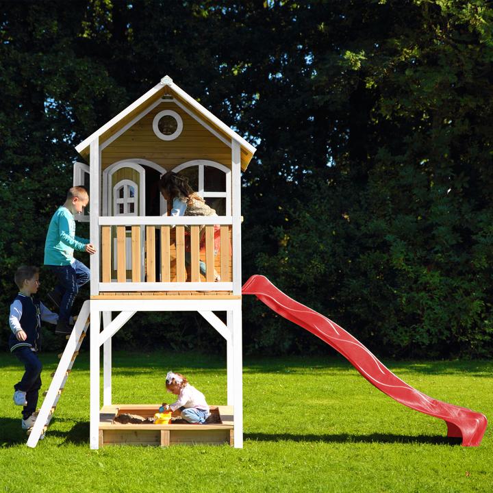 Produktbild Axi Sarah Spielhaus Braun/weiss mit Rote Rutsche