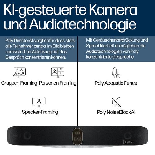 Image du produit HP Barre vidéo Poly Studio X72 tout-en-un avec kit de contrôle TC10