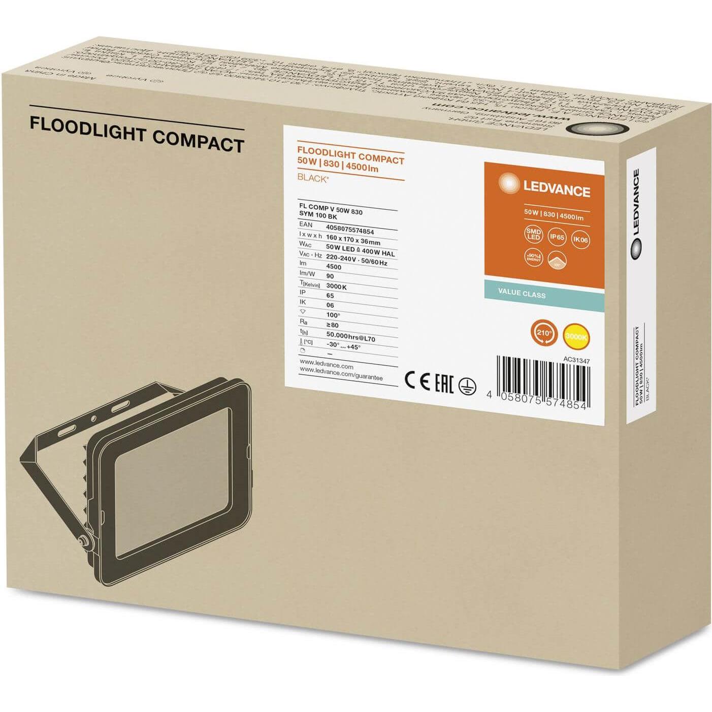 Thumbnail - Ledvance, Fassadenbeleuchtung, FL COMP V 50W 830 SY (4500 lm, IP65)