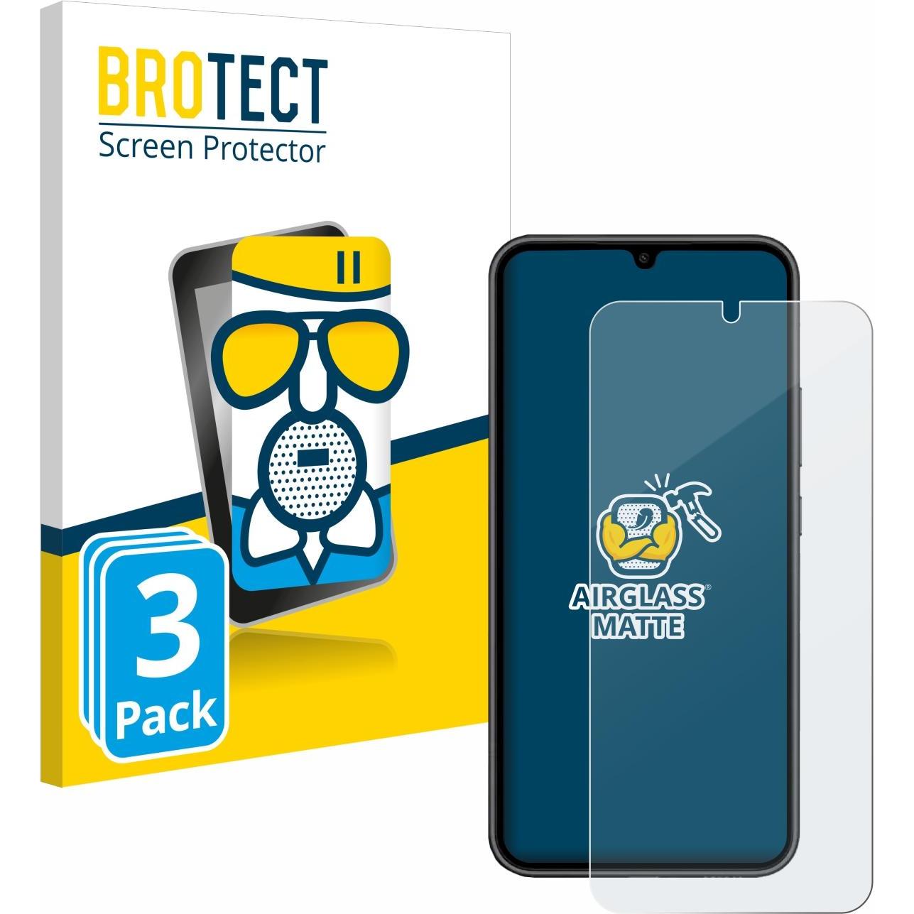 BROTECT AirGlass Panzerglasfolie Matt (3 Stück, Samsung Galaxy A34 5G), Smartphone Schutzfolie, Grau