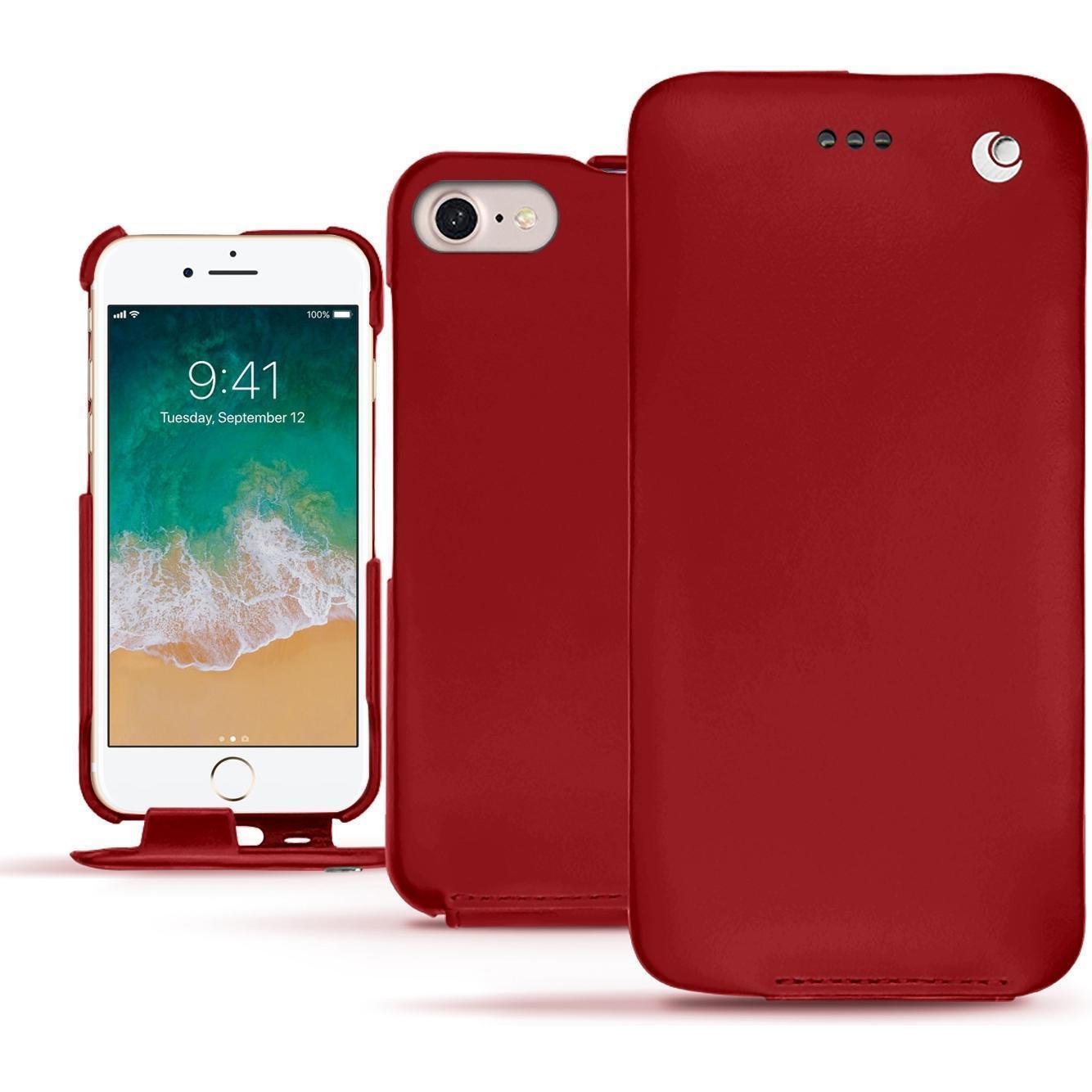 Noreve Lederschutzhülle vertikal (Apple iPhone 7), Smartphone Hülle, Rot