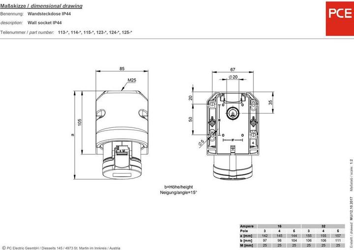 Actual product image PCE CEE Cara wall socket