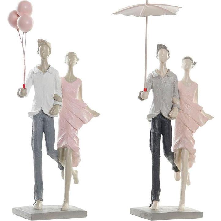 DKD Home Decor, Statuette e sculture decorative, Decorative Figure Grey Pink 18 x 10 x 37 cm Pair (2 Units)