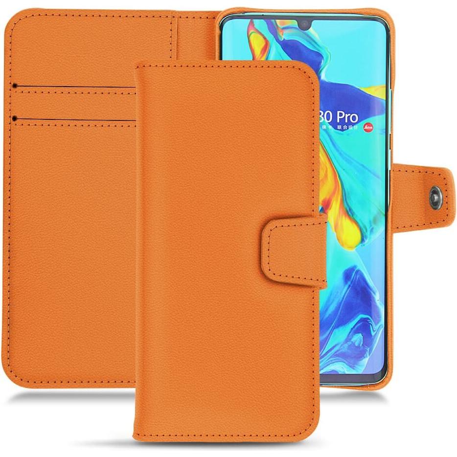 Noreve Lederschutzhülle Wallet (Huawei P30 Pro), Smartphone Hülle, Orange