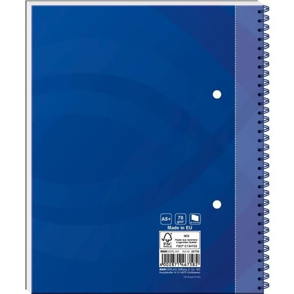 Actual product image Rnk Spiral notebook "Business blue", DIN A5, squared, 96 sheets (A5, Checked, Hardcover)