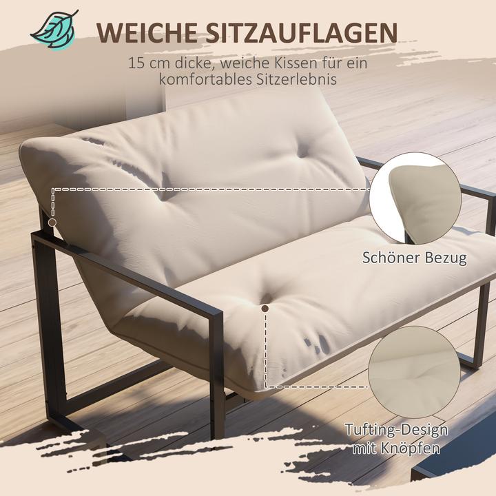 Produktbild Outsunny Gartenmöbel-Set Stahl, Polyester Grau+Beige