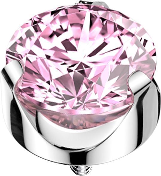 Actual product image Star Piercing Dermal Anchor silber flach Kristall pink gefasst (without brass, Titanium)