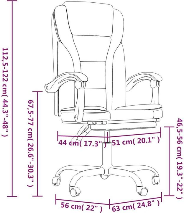 Immagine prodotto vidaXL Bürostuhl mit Liegefunktion (46.50 - 56 cm)