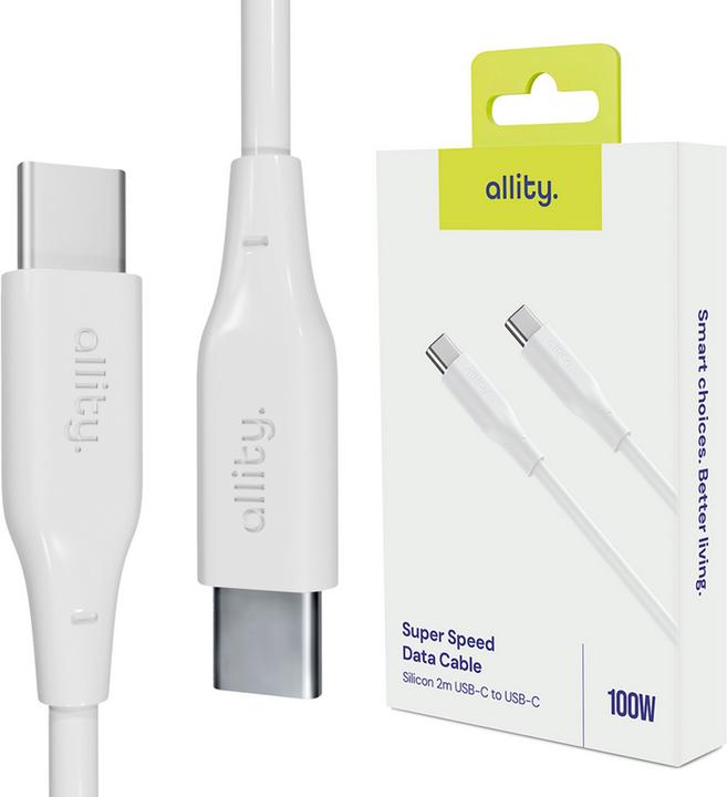 Actual product image Allity cable AUC-02 USB-C - USB-C 2.0 m 100W white (2 m, USB 2.0, 100 W)