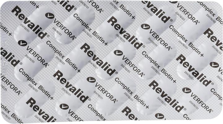 Valeurs nutritives et ingrédients Revalid Complexe Biotine (90 pièce(s), Capsules, 75 g)