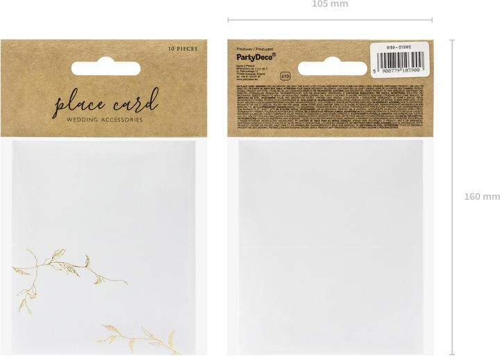 Produktbild Partydeco Tischkarte Zweige 9.5 x 5.5 cm, 10 Stück, Weiss/Gold (10 Stk.)