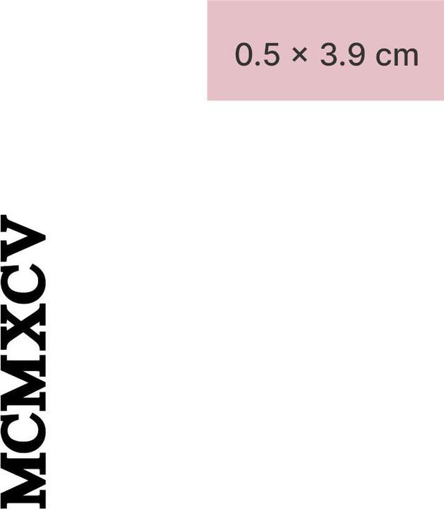 Actual product image minink Temporary tattoo - Roman numeral MCMXCV (1995)
