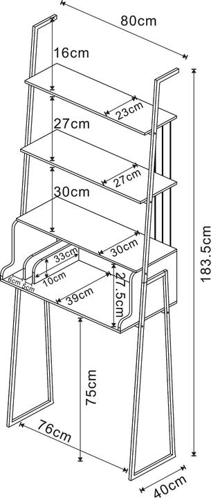Nährwerte und Zutaten En.Casa Möbelset Storfjord 2-tlg. 1x Schreibtisch, 1x Leiterregal mit Schrank
